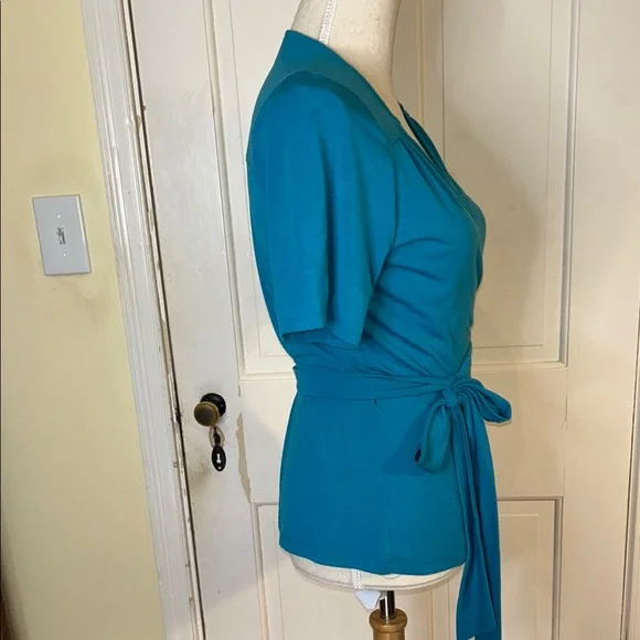Anni Kuan - Elegant Teal Wrap Top - Picture 5 of 10